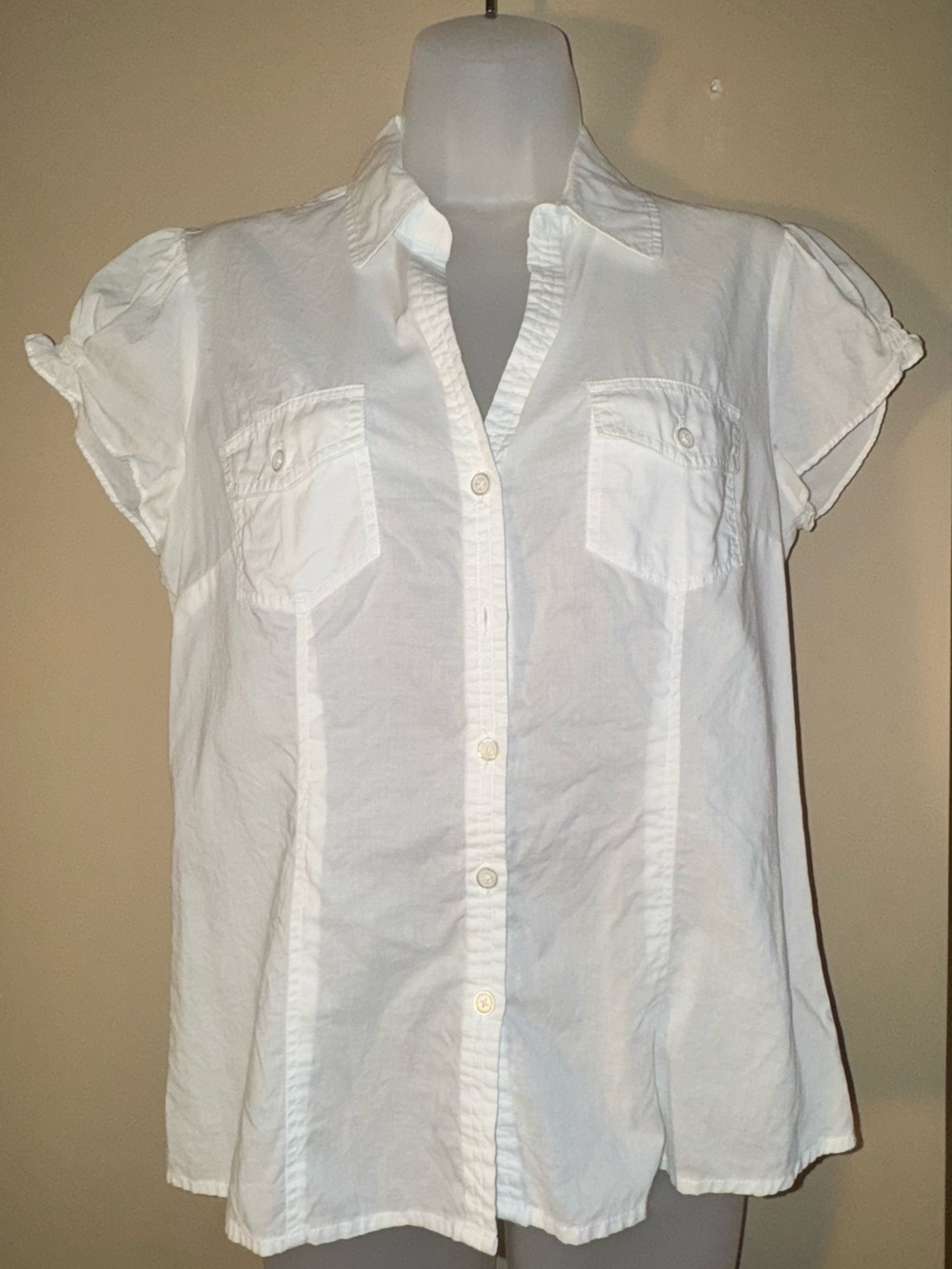 Michael Kors White Short-Sleeve Button Down Shirt